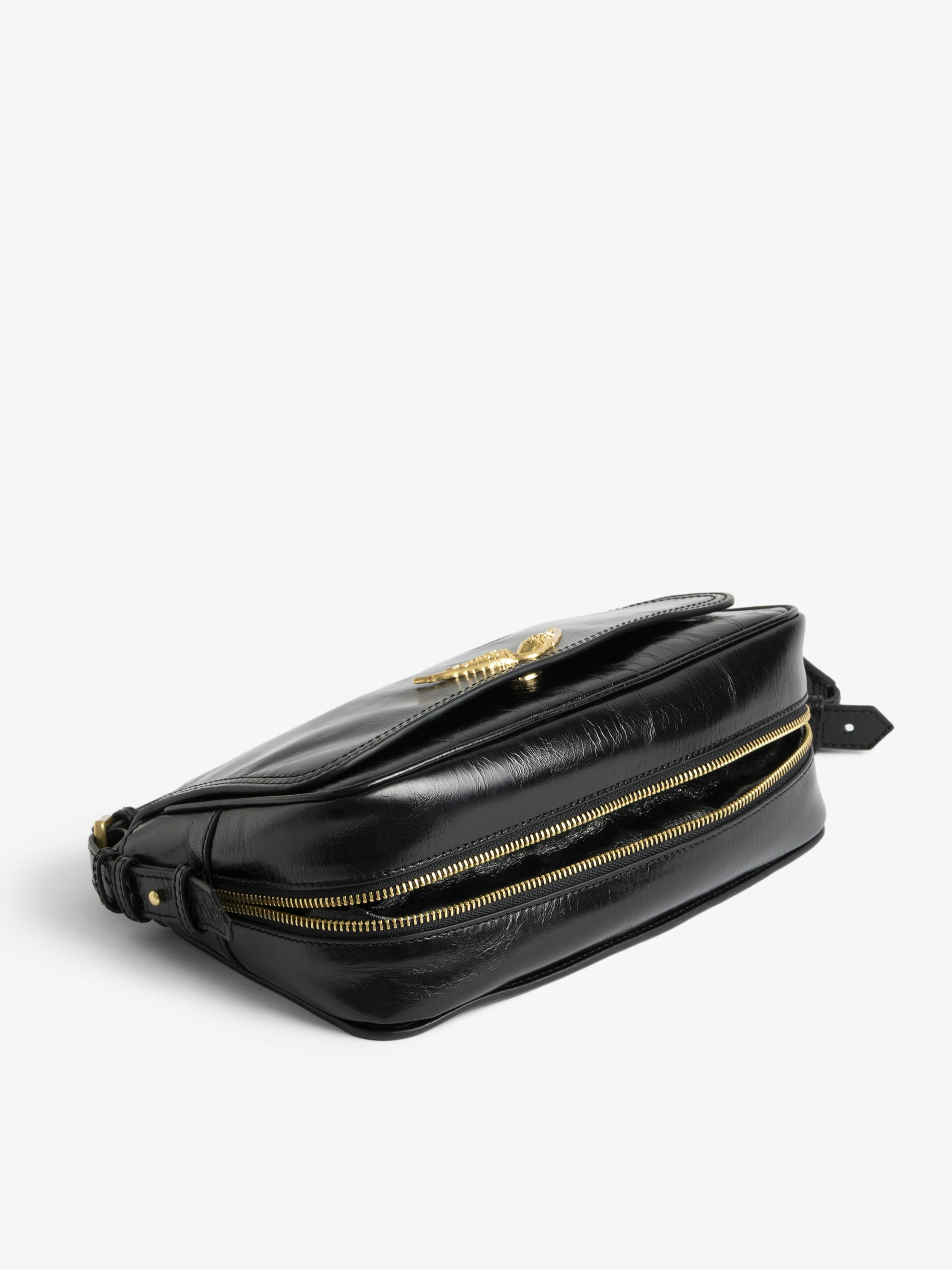 Le Zouzou Vintage Patent Bag - Small vintage effect patent leather bag with adjustable shoulder strap and signature wings.